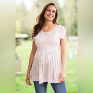 NWT Seraphine Light Pink Embroidered Maternity Nursing Top, Size 4